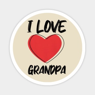 I Love Grandpa with Red Heart Magnet